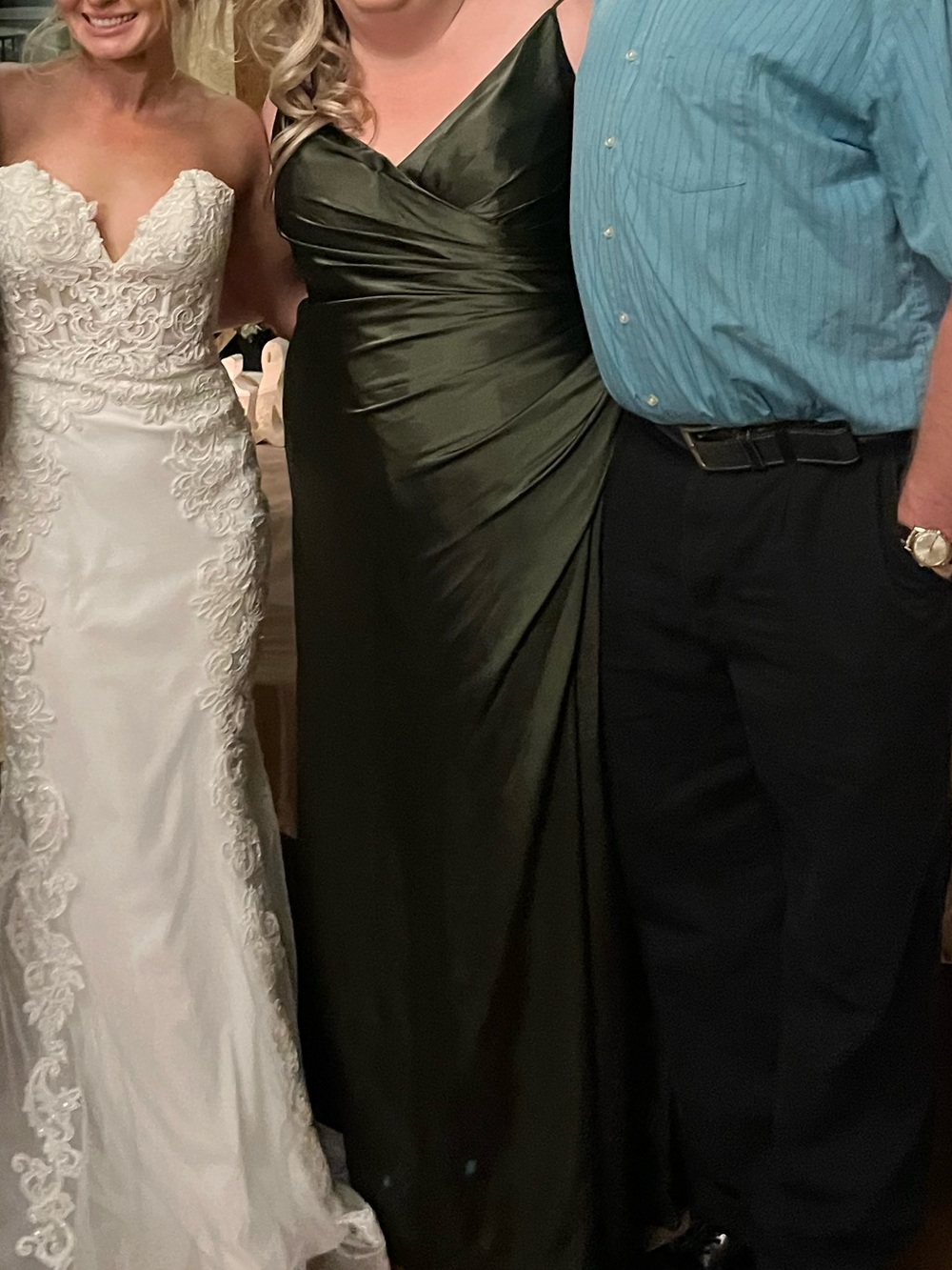 Galina Signature Olive Green Satin Wrap Evening Dress Size 20 - Picture 7 of 14
